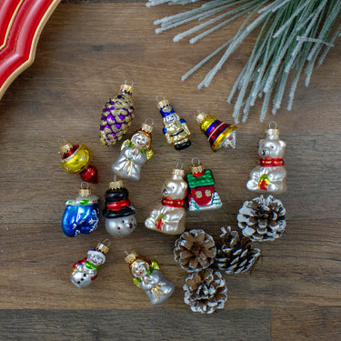12ct Gold 2-Finish Iconic Winter Christmas Glass Figurine Ornaments 2.25
